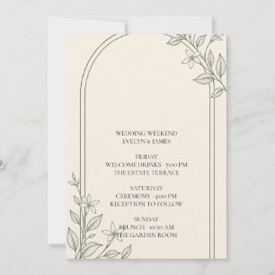 Convites Itinerário de Fim de Semana de Casamento Olive em 