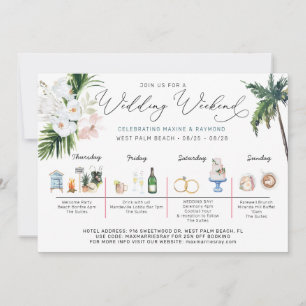 Convites Itinerário de Fim de Semana de Casamento Praia T