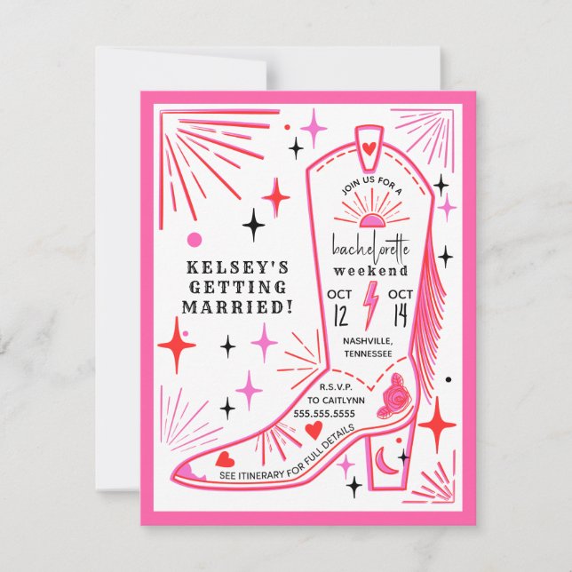 Convites Itinerário de Fim de Semana de Despedida de Soltei (Frente)