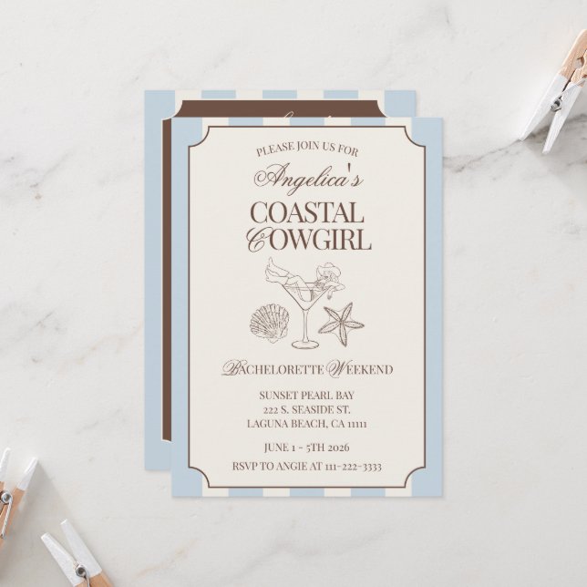 Convites Itinerário de Fim de Semana de Despedida de Soltei (Frente/Verso In Situ)