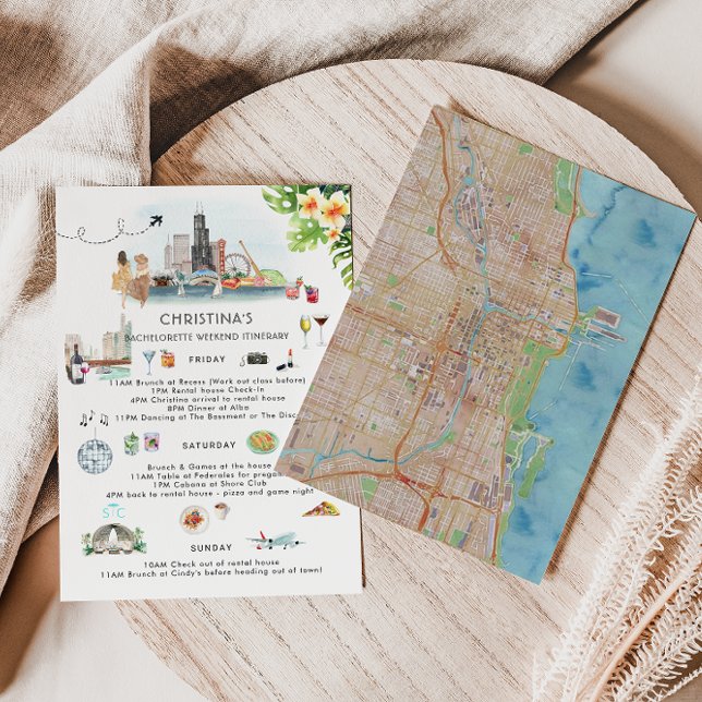 Convites Itinerário de Fim de Semana de Solteira | Chicago (Criador carregado)