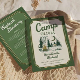 Convites Itinerário de Glamping Verde da Camp Bachelorette 