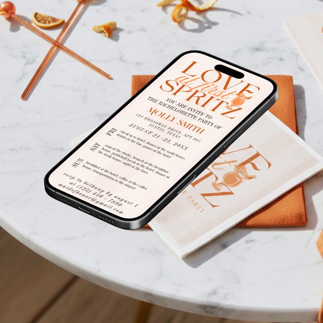Convites Itinerário de Solteira 'Amor à Primeira Spritz' (Love at First Spritz Bachelorette Itinerary Invitation)