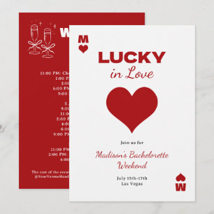 Convites Itinerário de Solteira Chic Fun Red Lucky In Love