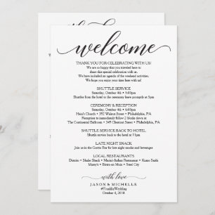 Convites Itinerário do Casamento Duplo Lado - Boas-vindas