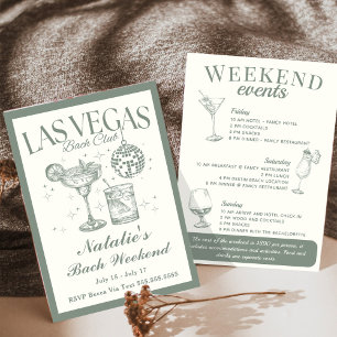Convites Itinerário do Cocktail Social Bachelorette de Las 