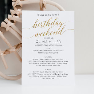 Convites Itinerário do Dia de Aniversário Dourado do Elegan