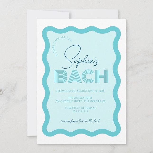 Convites Itinerário do Ficheiro de Frame Wavy Retro Bachelo (Frente)
