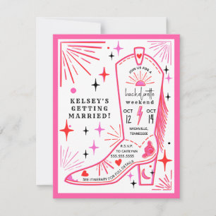 Convites Itinerário do Fim de Semana da Bachelorette Rosa-C