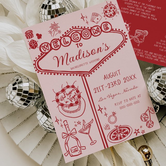 Convites Itinerário do Fim de Semana da Bachelorette Vermel (Criador carregado)