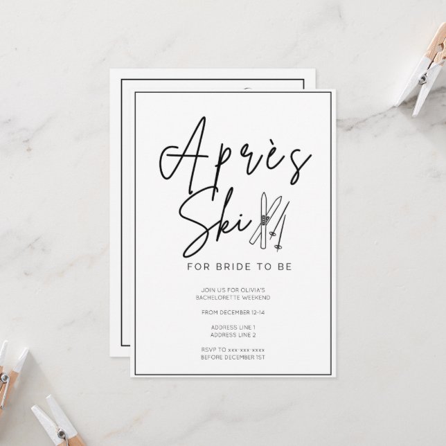 Convites Itinerário do fim de semana da despedida de esqui  (Frente/Verso In Situ)