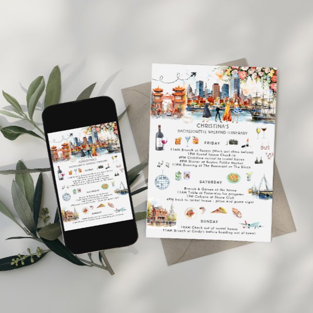 Convites Itinerário do Fim de Semana da Noiva | Boston (Criador carregado)