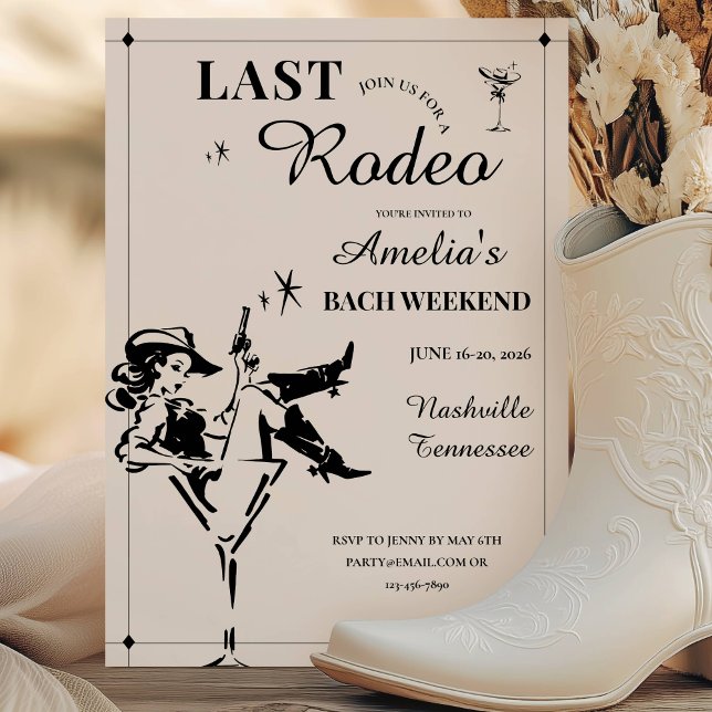 Convites Itinerário do Fim de Semana da Noiva do Último Rod (Last Rodeo Bachelorette Weekend Itinerary Invitation)