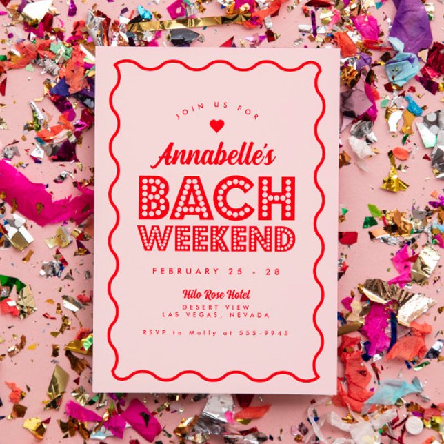 Convites Itinerário do Fim de Semana das Luzes Rosa ondulad (Criador carregado)