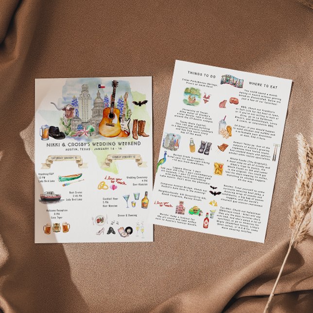 Convites Itinerário do Fim de Semana de Casamento | Austin, (Criador carregado)