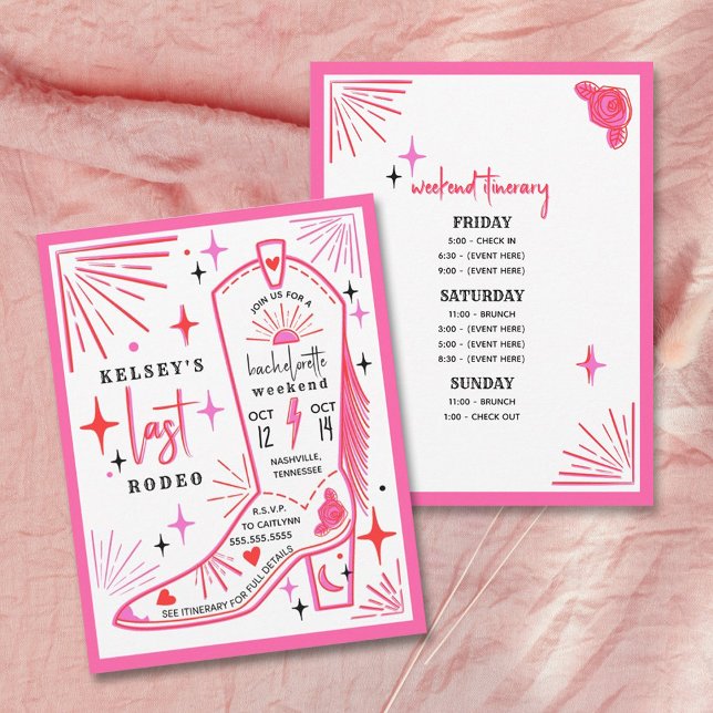 Convites Itinerário do Fim de Semana de Despedida de Soltei (Criador carregado)