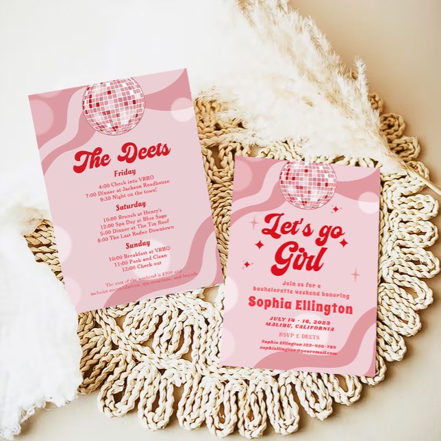 Convites Itinerário do Fim de Semana do Bachelorette Retro  (Criador carregado)