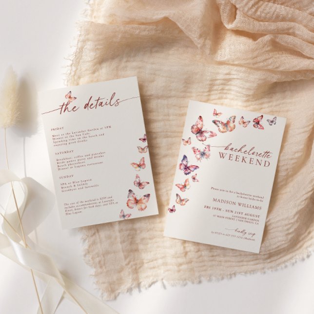 Convites Itinerário do Fim de Semana do Borboleta Boho (Criador carregado)