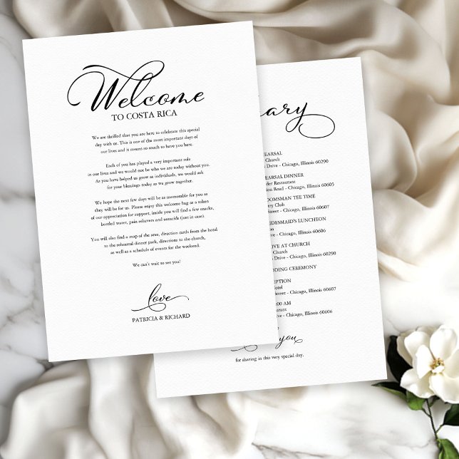 Convites Itinerário do Fim de Semana do Casamento Elegante  (Criador carregado)