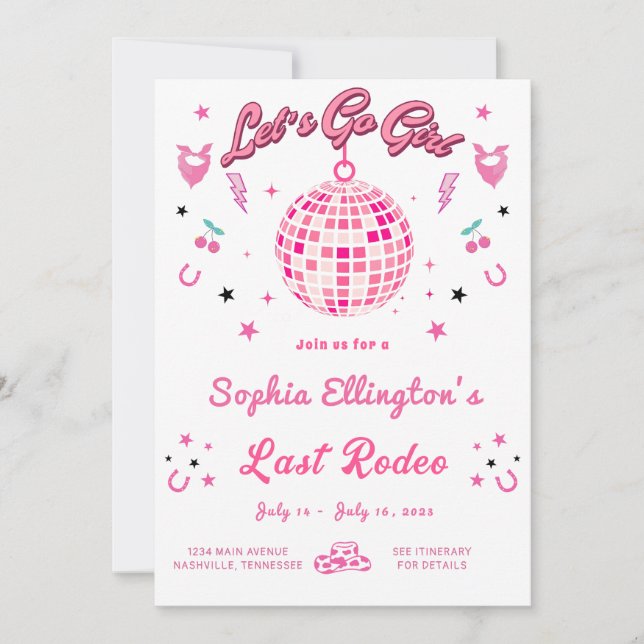 Convites Itinerário do Fim de Semana do Disco da Cowgirl (Frente)