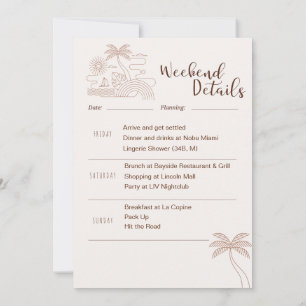 Convites Itinerário Mínimo de Fim de Semana de Despedida de