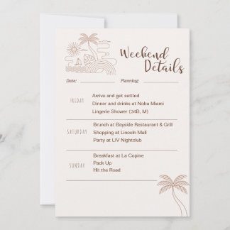 Convites Itinerário Mínimo de Fim de Semana de Despedida de