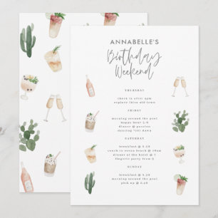 Convites itinerário moderno de aniversário feminino rosa