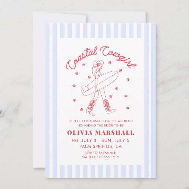 Convites Itinerário no Fim de Semana da Bachelorette Cowgir (Frente)