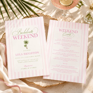 Convites Itinerário Retro Rosa Verde da Solteirona em Palm