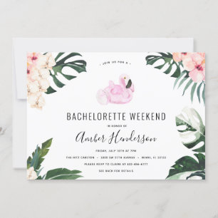 Convites Itinerário tropical de Bachelorette do flamingo