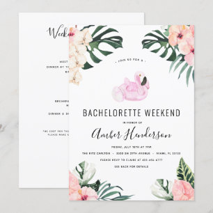 Convites Itinerário Tropical Flamingo Bachelorette