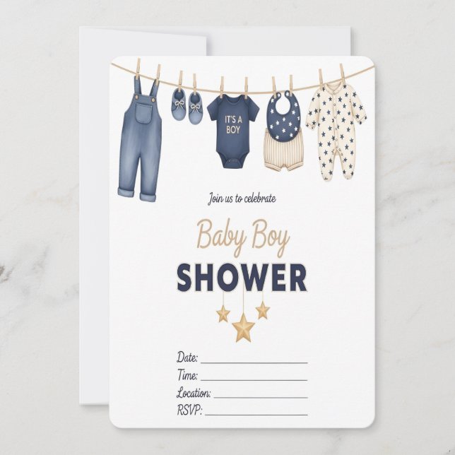 Convites It's a Boy Baby Shower Invitation  (Frente)