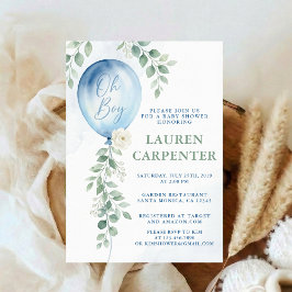 Convites Its a Boy Celebration Navy Blue Balloon Baby Showe