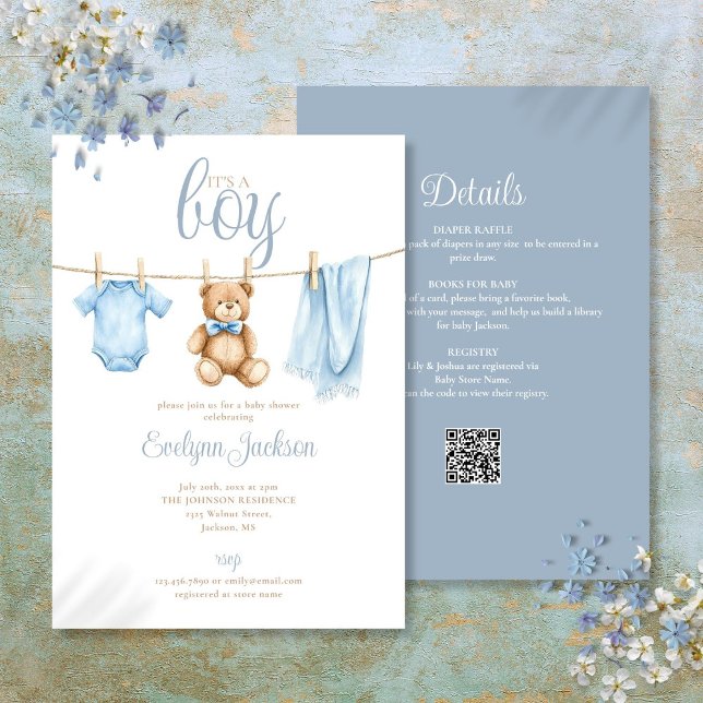 Convites Its A Boy Clothesline Baby Shower All In One (Criador carregado)