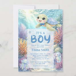 Convites It's a Boy Under the Sea Turtle Boy Baby Shower