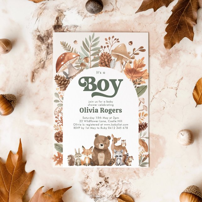 Convites It's a Boy! Woodland Animal Baby Shower (It's a Boy! Woodland animal Baby Shower invitation)