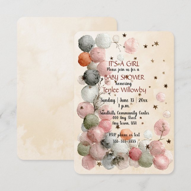 Convites It's A Girl Baby Shower Invitation (Frente/Verso)