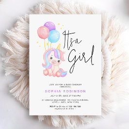 Convites It's a Girl Magical Unicorn Baby Girl Shower