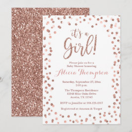 Convites It's a Girl Rose Gold Baby Shower Invitation