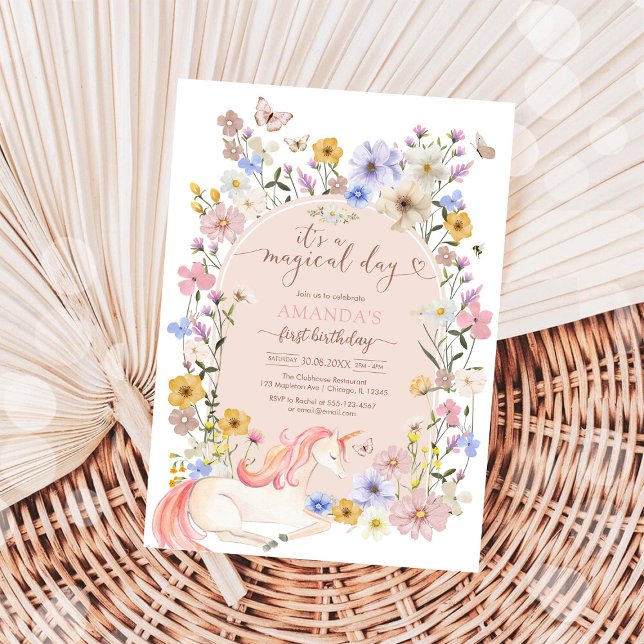 Convites It's A Magical Day Wildflower Birthday Invitation (Criador carregado)