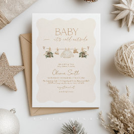 Convites it's Cold Outside Baby Shower Beige Gender Neutral
