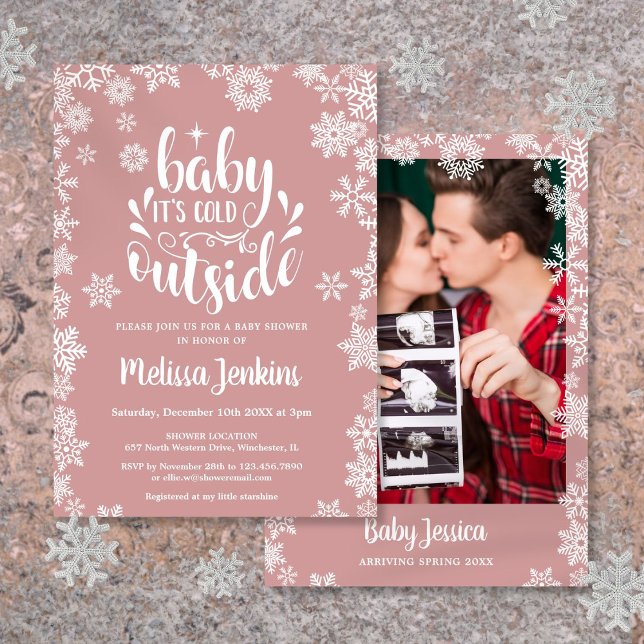 Convites It's Cold Outside Girl Photo Winter Baby Shower (It's Cold Outside Girl Photo Winter Baby Shower Invitation)