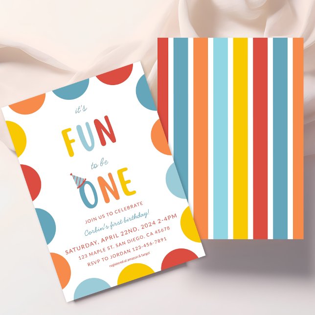 Convites It's Fun To Be One Birthday Party Invitation (Criador carregado)