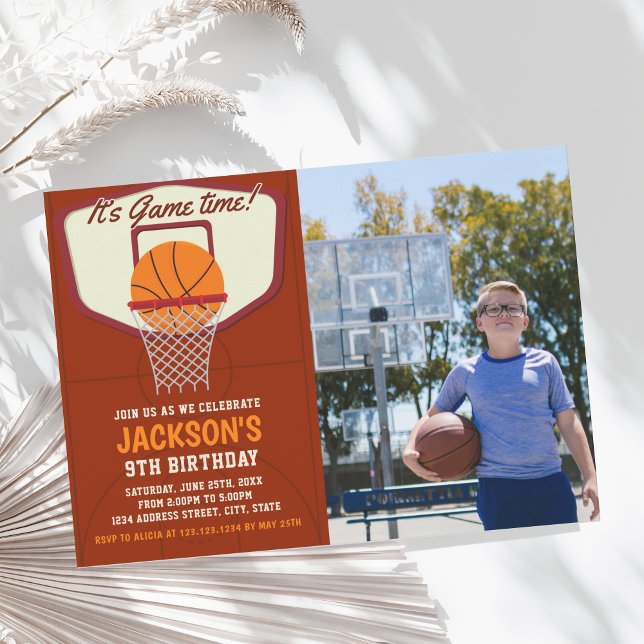 Convites It's Game time! Basketball theme Birthday Kids  (Criador carregado)