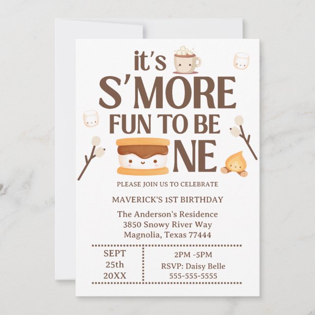 Convites It's S'more Fun to Be One Kids 1st Birthday  (Frente)