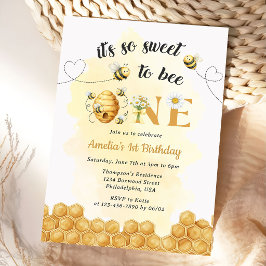 Convites It's So Sweet To Bee 1st Birthday Invitation