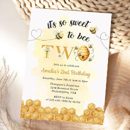 Convites It's So Sweet To Bee 2nd Birthday Invitation