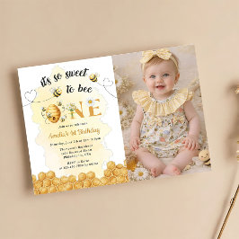 Convites It's So Sweet To Bee Photo 1st Birthday Invitation