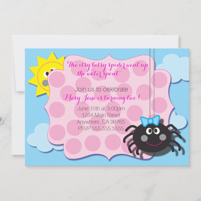 Convites Itsy Bitsy Spider Invite (Frente)