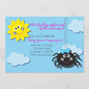 Convites Itsy Bitsy Spider Invite (Sem Fundo Rosa)